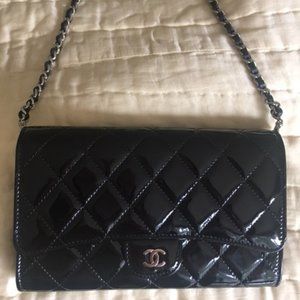 Chanel Wallet on Chain Black Quilted Patent